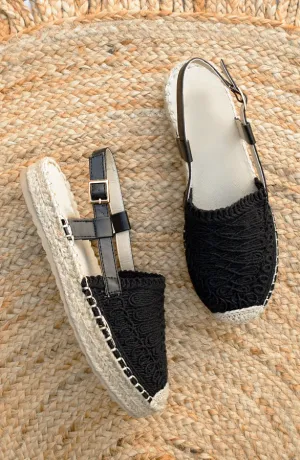 Crochet Espadrilles Zwart