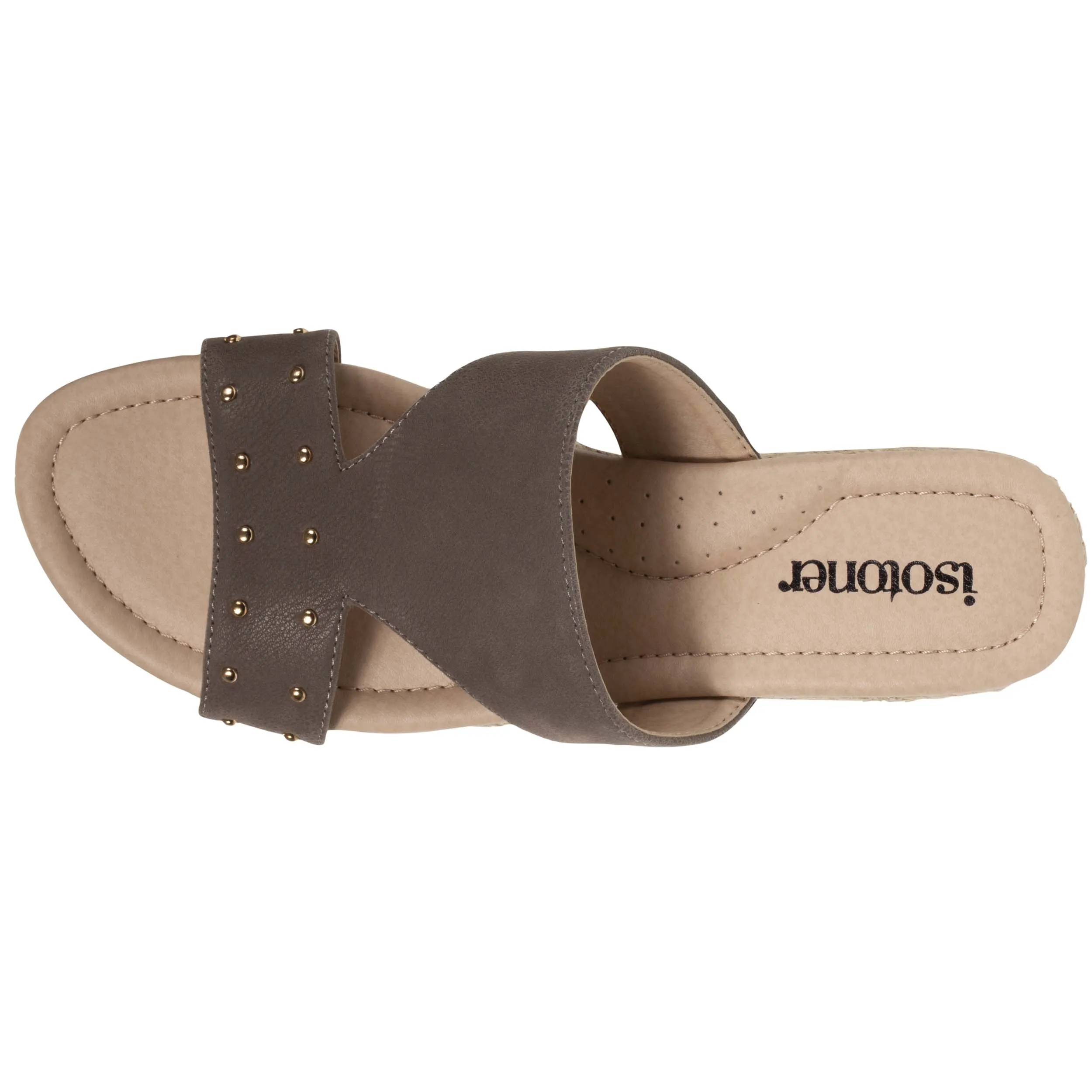 Mules Femme cloutées Talon corde Taupe